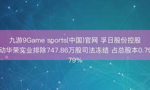 九游9Game sports(中国)官网 孚日股份控股推动华荣实业排除747.86万股司法冻结 占总股本0.79%