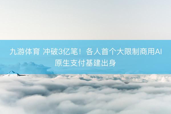 九游体育 冲破3亿笔!各人首个大限制商用AI原生支付基建出身